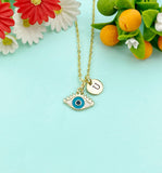 Gold Evil Eye Charm Necklace, N6611