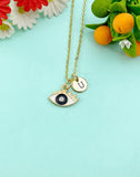 Gold Evil Eye Enamel Charm Necklace, N6612
