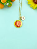 Gold Red Strawberry Fruit Charm Necklace, N6617