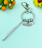 Silver Flute Marching Band Charm Keychain, N5700A