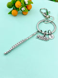 Silver Flute Marching Band Charm Keychain, N5700A