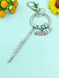 Silver Flute Marching Band Charm Keychain, N5700A