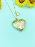 Gold Heart Locket Necklace, Love Keepsake Photo Frame Jewelry, N4047