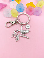 Bird on Tree Branch Charm Keychain – Nature Inspired Accessory for Bird Lovers, N6484