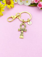 Gold Ankh Cross Charm Keychain, Ankh Cross Pendant, Egyptian Cross, N5769G