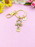 Gold Ankh Cross Charm Keychain, Ankh Cross Pendant, Egyptian Cross, N5769G