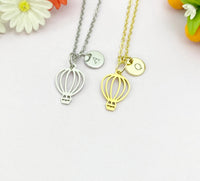 Whimsical Hot Air Balloon Charm Necklace – Adventure-Inspired Jewelry, N6504