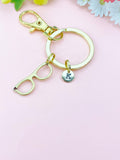 Gold Eyeglasses Charm Keychain, Ophthalmologist Gifts, Reading Glasses Keychain, Vision Gift, Optometry Gift, N1413G