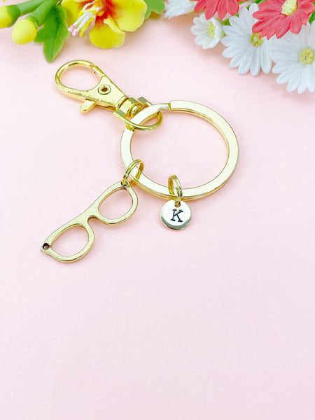 Gold Eyeglasses Charm Keychain, Ophthalmologist Gifts, Reading Glasses Keychain, Vision Gift, Optometry Gift, N1413G