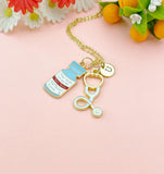 Medicine Bottles Stethoscope Charm Necklace – Medical Jewelry Gift for Nurses, Doctors, Pharmacists & Healthcare Workers, N6508