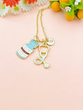 Medicine Bottles Stethoscope Charm Necklace – Medical Jewelry Gift for Nurses, Doctors, Pharmacists & Healthcare Workers, N6508