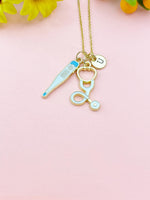 Thermometer Stethoscope Charm Necklace – Medical Jewelry Gift for Nurses, Doctors, EMTs & Healthcare Workers, N6509