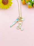 Thermometer Stethoscope Charm Necklace – Medical Jewelry Gift for Nurses, Doctors, EMTs & Healthcare Workers, N6509