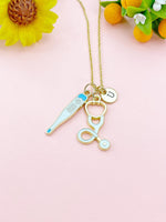 Thermometer Stethoscope Charm Necklace – Medical Jewelry Gift for Nurses, Doctors, EMTs & Healthcare Workers, N6509