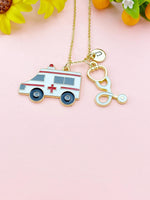 Ambulance Stethoscope Charm Necklace – Medical Jewelry Gift for Paramedics, EMTs, Nurses, Doctors & Healthcare Workers, N6510