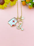 Medical Chart Stethoscope Charm Necklace – Medical Jewelry Gift for Nurses, Doctors, Students & Healthcare Workers, N6511