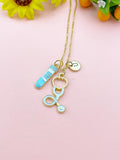 Phlebotomy Blood Tube Stethoscope Charm Necklace – Medical Jewelry Gift for Phlebotomists, Nurses, Doctors & Healthcare Workers, N6515