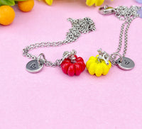 Pumpkin Charm Silver Necklace, Fall Gifts, N6618M