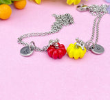 Pumpkin Charm Silver Necklace, Fall Gifts, N6618M