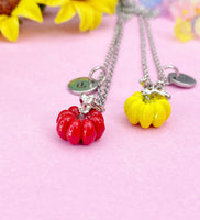 Pumpkin Charm Silver Necklace, Fall Gifts, N6618M