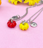Pumpkin Charm Silver Necklace, Fall Gifts, N6618M