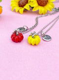 Pumpkin Charm Silver Necklace, Fall Gifts, N6618M