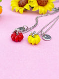 Pumpkin Charm Silver Necklace, Fall Gifts, N6618M