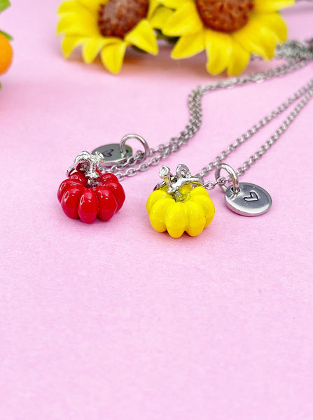 Pumpkin Charm Silver Necklace, Fall Gifts, N6618M