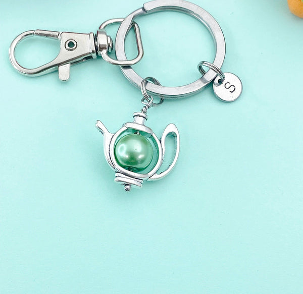Teapot Pearl Charm Keychain – Cute Tea Lover Gift, Vintage-Inspired Accessory for Women, Bag or Purse Charm, N4907