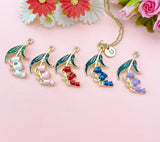 Red Lily of the Valley Necklace, Dainty Floral Pendant Gift for Women, N6518R