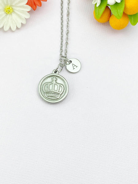 Crown Charm Necklace – Stainless Steel Silver Pendant Jewelry, N6503G