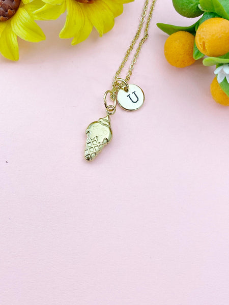 Ice Cream Cone Gold Charm Necklace, N6528