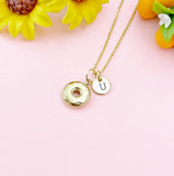 Donut Gold Charm Necklace, Foodie Jewelry Gifts, N6532