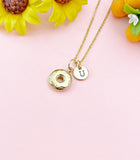 Donut Gold Charm Necklace, Foodie Jewelry Gifts, N6532