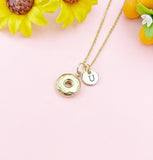 Donut Gold Charm Necklace, Foodie Jewelry Gifts, N6532