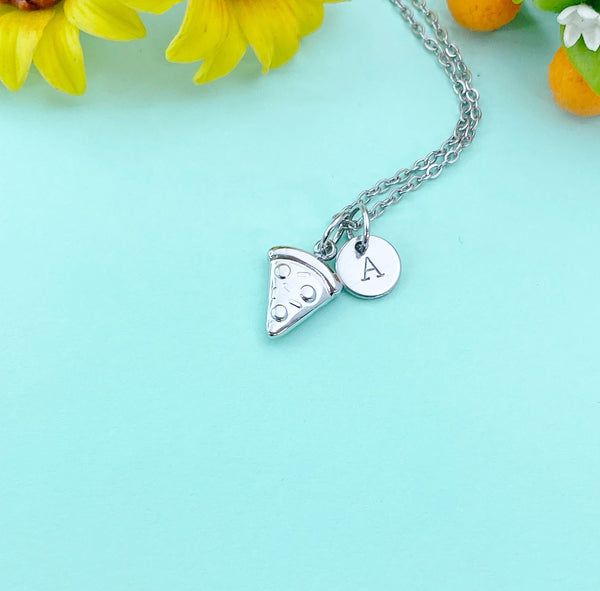 Pizza Silver Charm Necklace, Stainless Steel Jewelry, N6527S