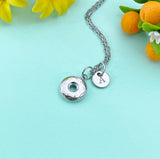 Donut Silver Charm Necklace, Stainless Steel Jewelry, Foodie Jewelry Gifts, N6532S