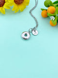Donut Silver Charm Necklace, Stainless Steel Jewelry, Foodie Jewelry Gifts, N6532S