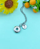 Donut Silver Charm Necklace, Stainless Steel Jewelry, Foodie Jewelry Gifts, N6532S