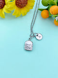 Burger Silver Charm Necklace, Stainless Steel Jewelry, Foodie Jewelry Gifts, N6529S