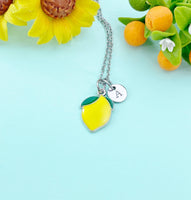 Yellow Lemon Charm Silver Necklace, Foodie Jewelry Gifts, N6533