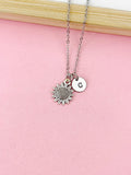 Sunflower Charm Necklace, Bronze Gold Silver and Rose Gold Option, N1573M