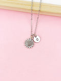 Sunflower Charm Necklace, Bronze Gold Silver and Rose Gold Option, N1573M