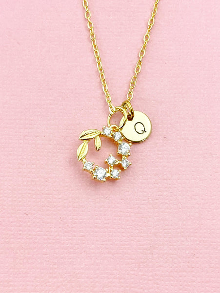 Olive Branch Gold Charm Necklace, Olive Branch Jewelry Gifts, N6534