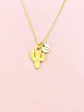 Cactus Gold Charm Necklace, Plant Lovers Jewelry Gifts, N6535