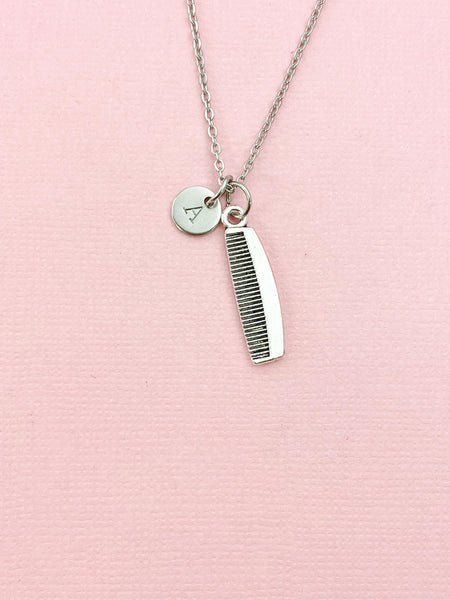Comb Charm Silver Necklace, Hair Stylists Barbers Cosmetologists Jewelry Gifts, N6537