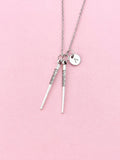 Chopsticks Charm Silver Necklace, N6541