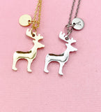 Reindeer Deer Charm Necklace, Christmas Reindeer Stag Jewelry Gifts, N6554