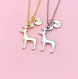 Reindeer Deer Charm Necklace, Christmas Reindeer Stag Jewelry Gifts, N6554