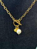Keshi Pearl Toggle Necklace, Stainless Steel Jewelry, Gold or Silver Option, N6555